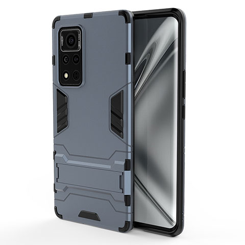 Coque Contour Silicone et Plastique Housse Etui Mat avec Support KC1 pour Huawei Honor V40 5G Bleu