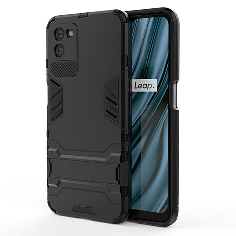 Coque Contour Silicone et Plastique Housse Etui Mat avec Support KC1 pour Realme V11 5G Noir