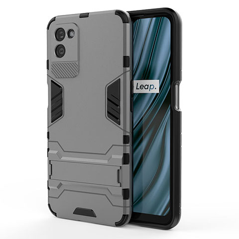 Coque Contour Silicone et Plastique Housse Etui Mat avec Support KC1 pour Realme V11s 5G Gris