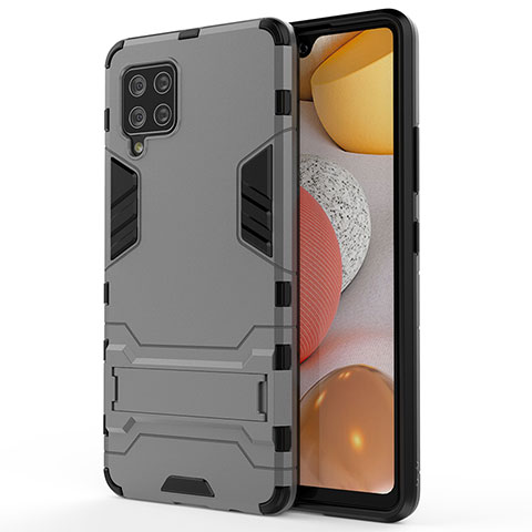 Coque Contour Silicone et Plastique Housse Etui Mat avec Support KC1 pour Samsung Galaxy A42 5G Gris