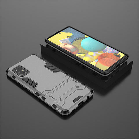 Coque Contour Silicone et Plastique Housse Etui Mat avec Support KC1 pour Samsung Galaxy M40S Gris