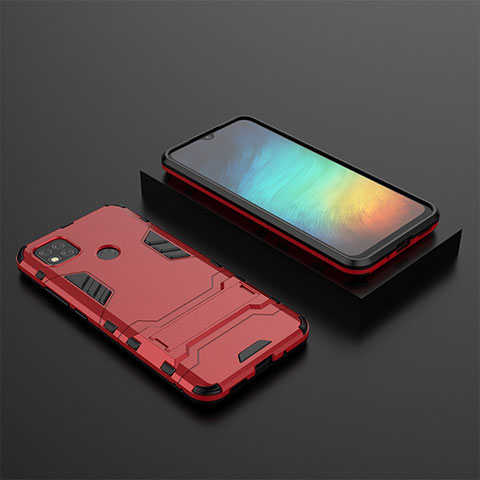 Coque Contour Silicone et Plastique Housse Etui Mat avec Support KC1 pour Xiaomi POCO C3 Rouge