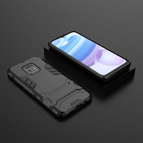 Coque Contour Silicone et Plastique Housse Etui Mat avec Support KC1 pour Xiaomi Redmi 10X 5G Noir