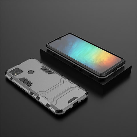 Coque Contour Silicone et Plastique Housse Etui Mat avec Support KC1 pour Xiaomi Redmi 9C Gris