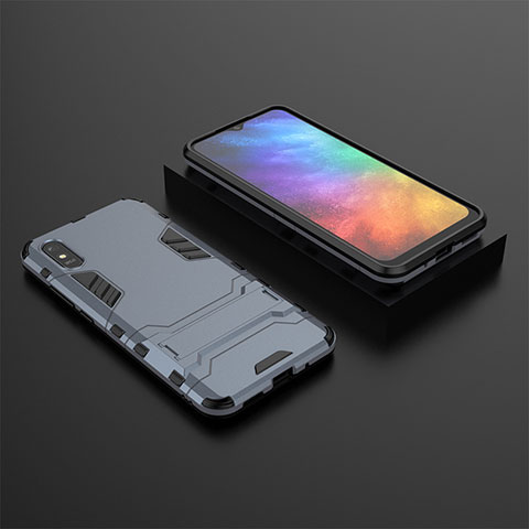 Coque Contour Silicone et Plastique Housse Etui Mat avec Support KC1 pour Xiaomi Redmi 9i Bleu