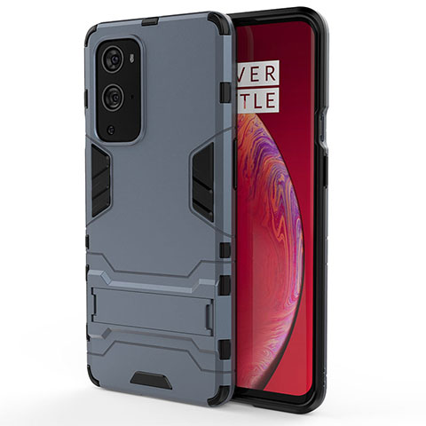 Coque Contour Silicone et Plastique Housse Etui Mat avec Support KC2 pour OnePlus 9 Pro 5G Bleu