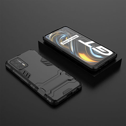 Coque Contour Silicone et Plastique Housse Etui Mat avec Support KC2 pour Realme GT Neo 5G Noir