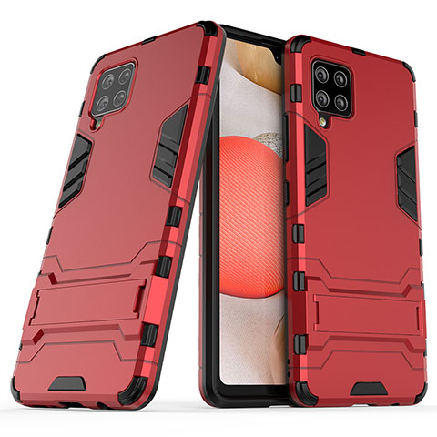 Coque Contour Silicone et Plastique Housse Etui Mat avec Support KC2 pour Samsung Galaxy A42 5G Rouge