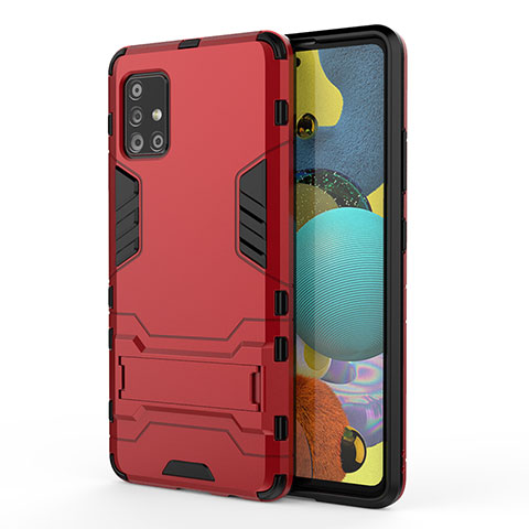 Coque Contour Silicone et Plastique Housse Etui Mat avec Support KC2 pour Samsung Galaxy M40S Rouge