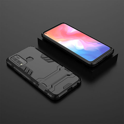 Coque Contour Silicone et Plastique Housse Etui Mat avec Support KC2 pour Vivo Y50 Noir