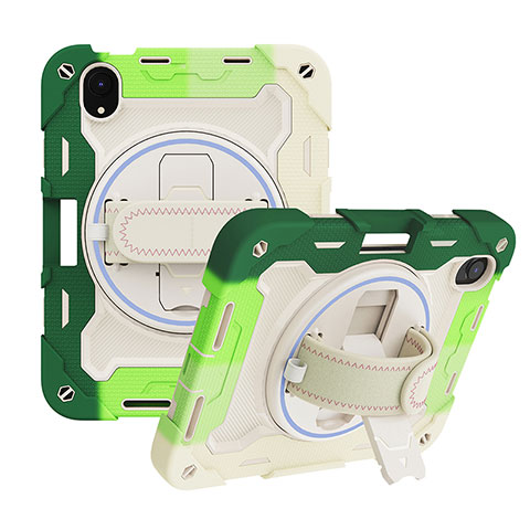 Coque Contour Silicone et Plastique Housse Etui Mat avec Support L01 pour Apple iPad Mini 6 Vert