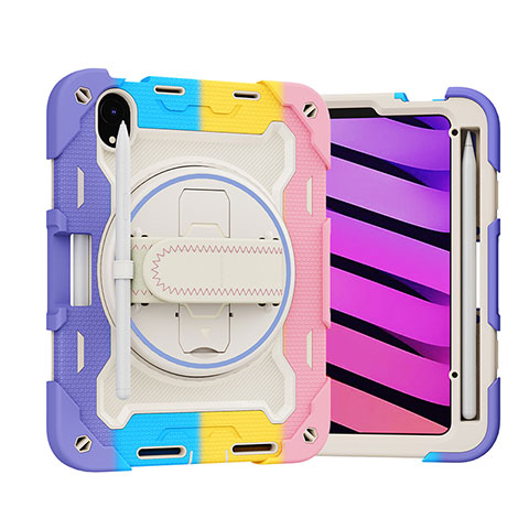 Coque Contour Silicone et Plastique Housse Etui Mat avec Support L02 pour Apple iPad Mini 6 Violet