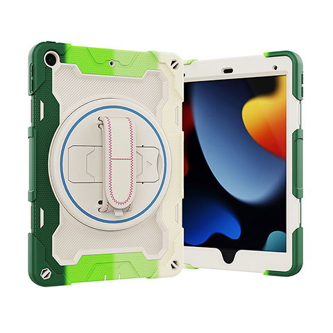 Coque Contour Silicone et Plastique Housse Etui Mat avec Support L03 pour Apple iPad 10.2 (2019) Vert