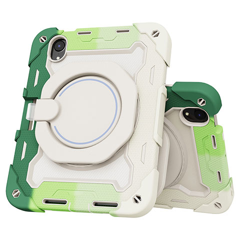 Coque Contour Silicone et Plastique Housse Etui Mat avec Support L03 pour Apple iPad Mini 6 Vert