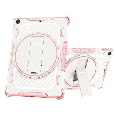 Coque Contour Silicone et Plastique Housse Etui Mat avec Support L03 pour Apple New iPad 9.7 (2017) Rose