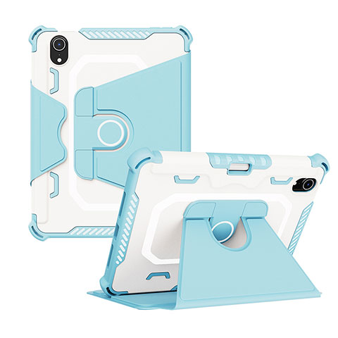 Coque Contour Silicone et Plastique Housse Etui Mat avec Support L04 pour Apple iPad Mini 6 Bleu