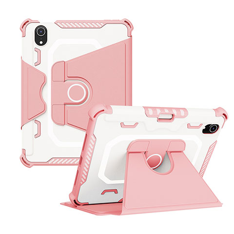 Coque Contour Silicone et Plastique Housse Etui Mat avec Support L04 pour Apple iPad Mini 6 Rose