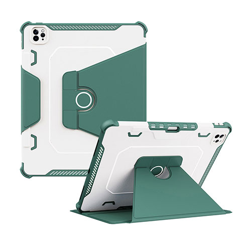 Coque Contour Silicone et Plastique Housse Etui Mat avec Support L04 pour Apple iPad Pro 12.9 (2021) Vert