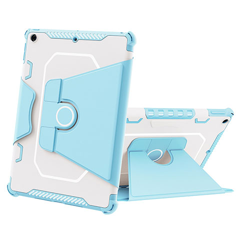 Coque Contour Silicone et Plastique Housse Etui Mat avec Support L05 pour Apple iPad 10.2 (2019) Bleu