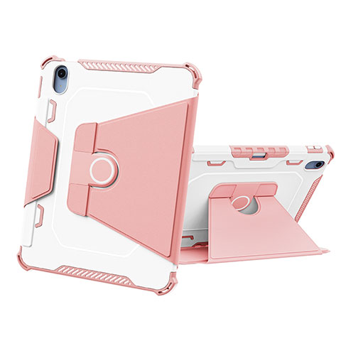 Coque Contour Silicone et Plastique Housse Etui Mat avec Support L05 pour Apple iPad 10.9 (2022) Rose