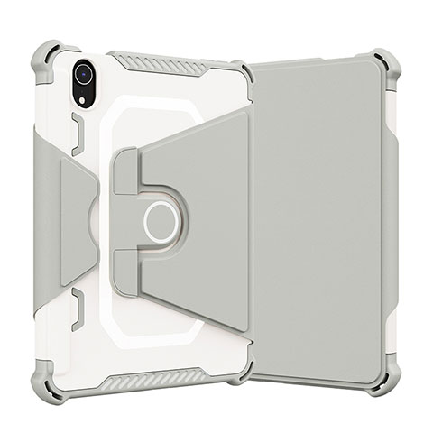 Coque Contour Silicone et Plastique Housse Etui Mat avec Support L05 pour Apple iPad Mini 6 Gris