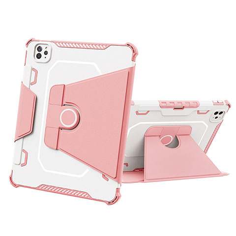 Coque Contour Silicone et Plastique Housse Etui Mat avec Support L05 pour Apple iPad Pro 11 (2021) Rose