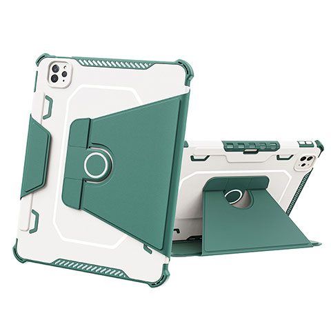 Coque Contour Silicone et Plastique Housse Etui Mat avec Support L05 pour Apple iPad Pro 11 (2022) Vert