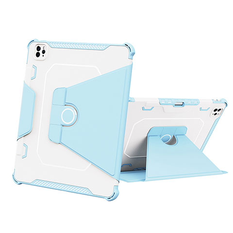 Coque Contour Silicone et Plastique Housse Etui Mat avec Support L05 pour Apple iPad Pro 12.9 (2020) Bleu