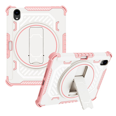 Coque Contour Silicone et Plastique Housse Etui Mat avec Support L06 pour Apple iPad Mini 6 Or Rose