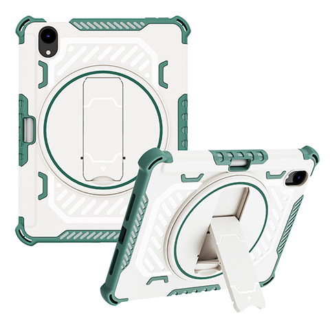 Coque Contour Silicone et Plastique Housse Etui Mat avec Support L06 pour Apple iPad Mini 6 Vert