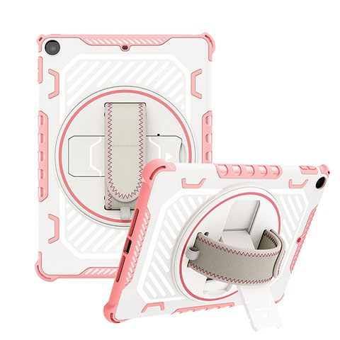 Coque Contour Silicone et Plastique Housse Etui Mat avec Support L06 pour Apple New iPad 9.7 (2017) Or Rose