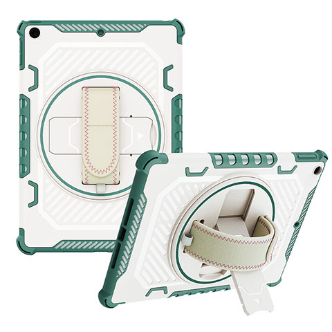 Coque Contour Silicone et Plastique Housse Etui Mat avec Support L07 pour Apple iPad 10.2 (2020) Vert