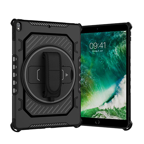 Coque Contour Silicone et Plastique Housse Etui Mat avec Support L07 pour Apple iPad Air 3 Noir