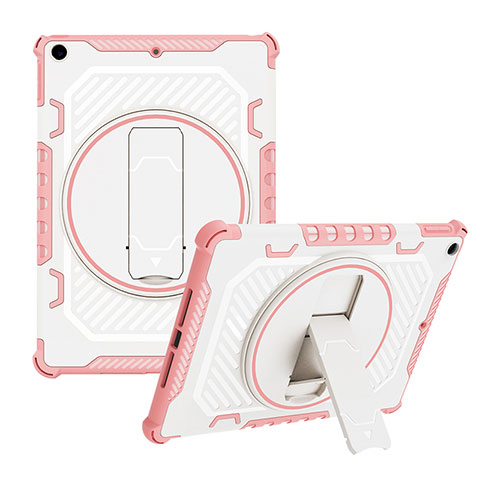 Coque Contour Silicone et Plastique Housse Etui Mat avec Support L08 pour Apple iPad 10.2 (2019) Or Rose