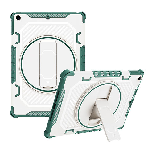 Coque Contour Silicone et Plastique Housse Etui Mat avec Support L08 pour Apple iPad 10.2 (2021) Vert