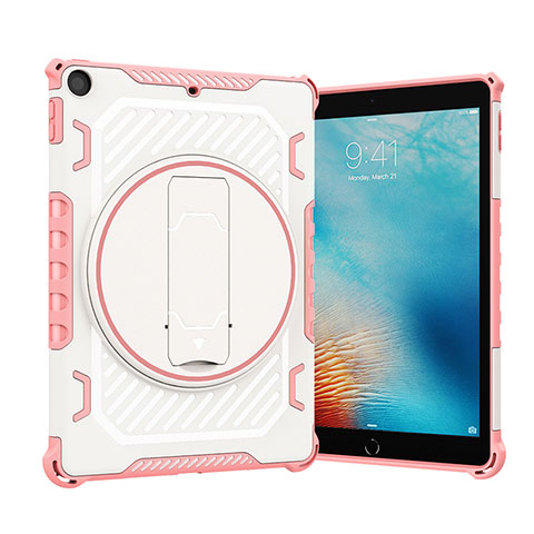 Coque Contour Silicone et Plastique Housse Etui Mat avec Support L09 pour Apple New iPad 9.7 (2017) Or Rose