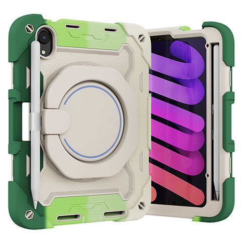 Coque Contour Silicone et Plastique Housse Etui Mat avec Support L10 pour Apple iPad Mini 6 Vert