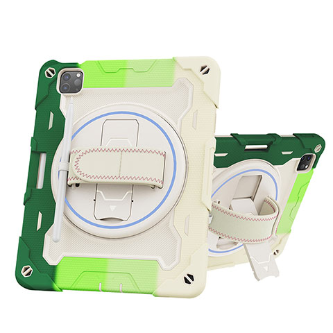 Coque Contour Silicone et Plastique Housse Etui Mat avec Support L10 pour Apple iPad Pro 11 (2020) Vert