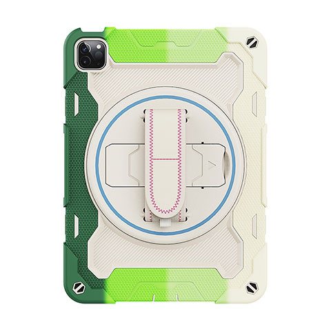 Coque Contour Silicone et Plastique Housse Etui Mat avec Support L11 pour Apple iPad Pro 11 (2022) Vert