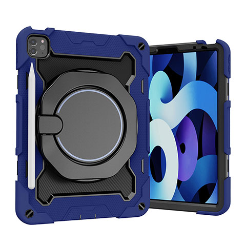 Coque Contour Silicone et Plastique Housse Etui Mat avec Support L13 pour Apple iPad Pro 11 (2021) Bleu