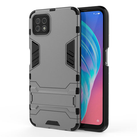 Coque Contour Silicone et Plastique Housse Etui Mat avec Support M01 pour Oppo A53 5G Gris