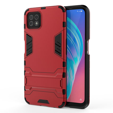 Coque Contour Silicone et Plastique Housse Etui Mat avec Support M01 pour Oppo A53 5G Rouge