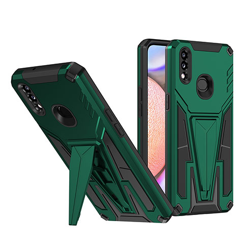 Coque Contour Silicone et Plastique Housse Etui Mat avec Support MQ1 pour Samsung Galaxy A10s Vert