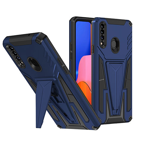 Coque Contour Silicone et Plastique Housse Etui Mat avec Support MQ1 pour Samsung Galaxy A20s Bleu