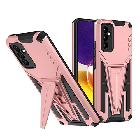 Coque Contour Silicone et Plastique Housse Etui Mat avec Support MQ1 pour Samsung Galaxy A24 4G Or Rose