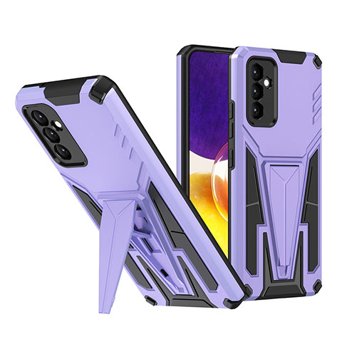 Coque Contour Silicone et Plastique Housse Etui Mat avec Support MQ1 pour Samsung Galaxy A24 4G Violet