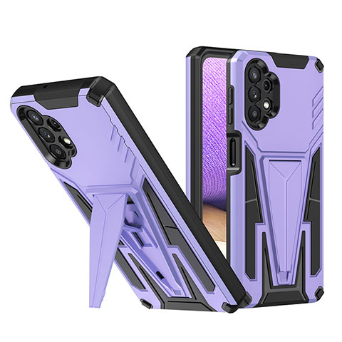 Coque Contour Silicone et Plastique Housse Etui Mat avec Support MQ1 pour Samsung Galaxy A32 4G Violet