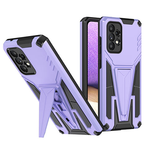 Coque Contour Silicone et Plastique Housse Etui Mat avec Support MQ1 pour Samsung Galaxy A52 4G Violet