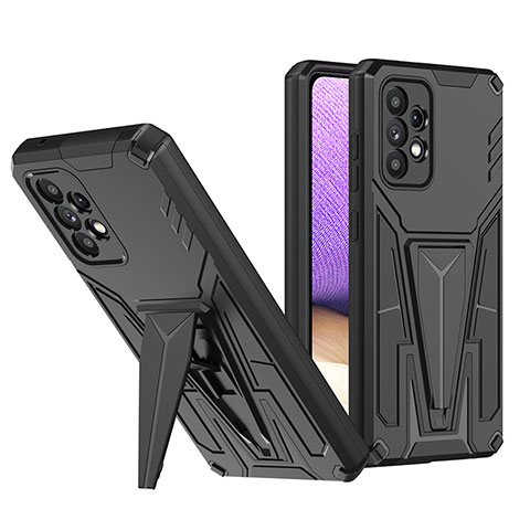 Coque Contour Silicone et Plastique Housse Etui Mat avec Support MQ1 pour Samsung Galaxy A52 5G Noir