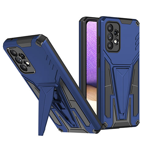 Coque Contour Silicone et Plastique Housse Etui Mat avec Support MQ1 pour Samsung Galaxy A52s 5G Bleu